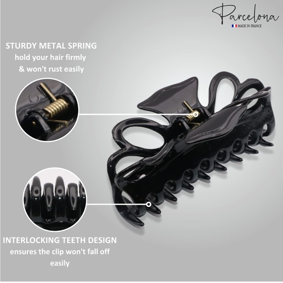 Parcelona French Large Celluloid Acetate Hair Claw Clip, Made in France - Picture 4 of 12